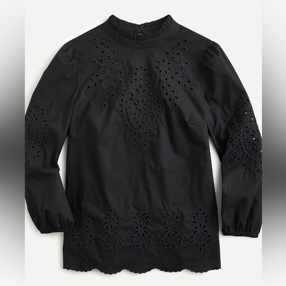 J. Crew Mock Neck Cotton Poplin
Embroidered Top Eyelet Lace size Large - Picture 2 of 11